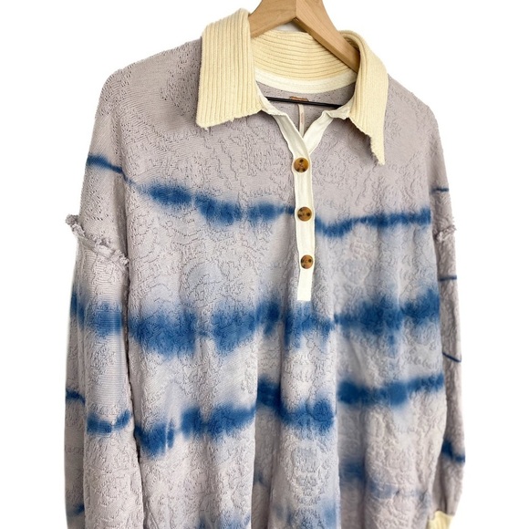 Free People Sunrise Polo Henley Pullover Sweater Lavender Tie Dye - Size S - Picture 4 of 9